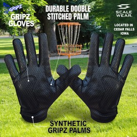 Disc Golf Gloves Ultimate Frisbee - Gripz Grip Palm Friction Fingers Lightweight Breathable Light Men Adult Premium Enhance Non-Slip Pair Leather Stretch Warm (Black - Blue, Adult Medium)