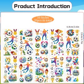 Gameza Watercolor Soccer Tattoos Temporary - 200+ Soccer Party Favors Soccer Birthday Party Decorations Supplies Watercolor Soccer Sports Temporary Tattoo Stickers for Kids Sport Themed Party Decor
