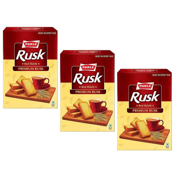 Parle Rusk 600g (Pack of 3) – Real Elaichi – Premium Rusk - Highly Nutritive – Tasty and Healthy - Perfect For Snack Lover