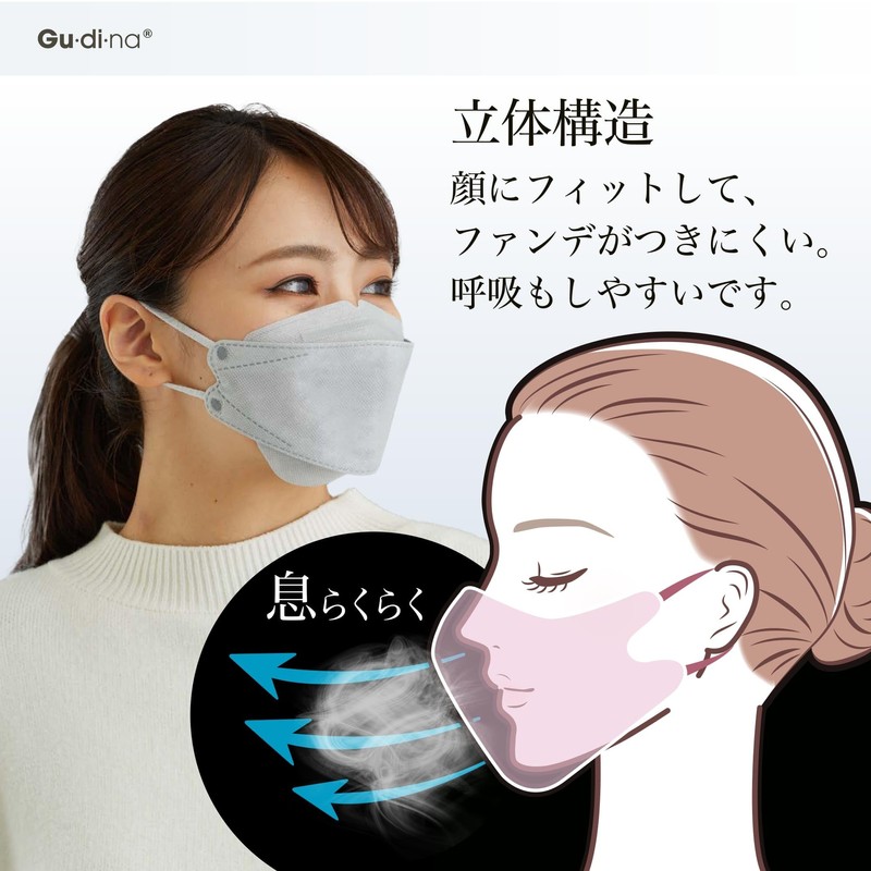 青山通商株式会社 [5個セット] グディナ 快適3D立体 マスク 個包装 グレー ふつうサイズ 30枚入×5個セット