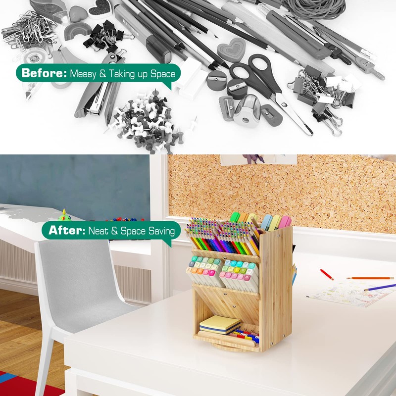 DF DARFOO Bamboo Desk Organizer Storage Accessories - Ultra-large 13
