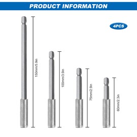 Bithalter Magnetisch Lang 60mm 75mm 100mm 150mm Bit Verlängerung Halterung Magnetisch Bithalter für Schraubendreher Bohrer