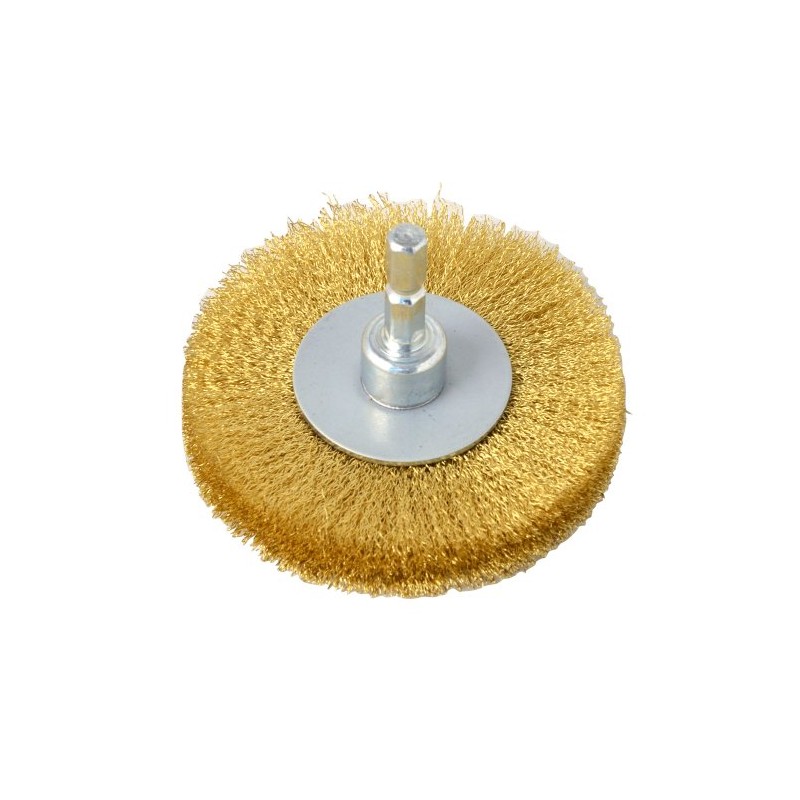 Wheel Brush with Hex Shaft, Brass, 3.0 inches (75 mm)