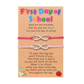 PINKDODO Back to School Bracelets Set for 2 Infinity Wish Bracelets Back to School Gifts, Nylon, Cubic Zirconia