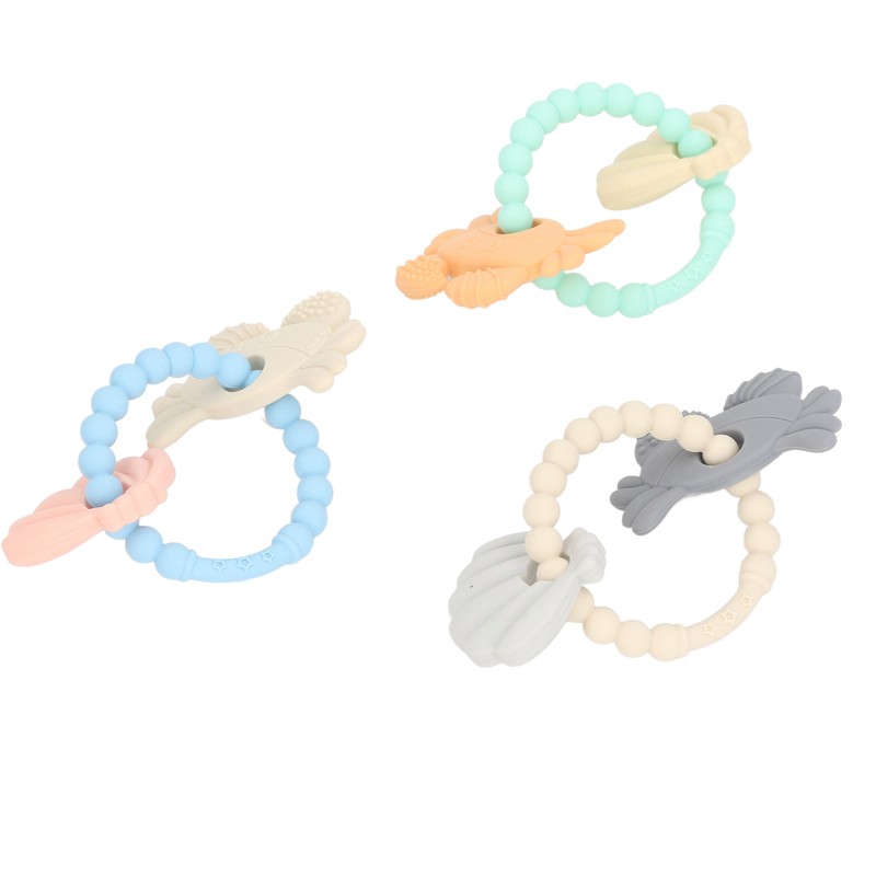 3pcs Silicone Shell Teething Ring Soothes Gum Soreness Crab Shell