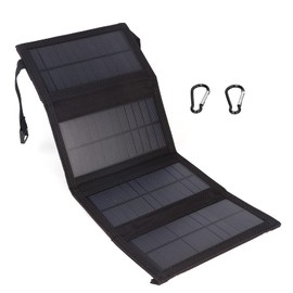20W Portable Solar Panel, Foldable USB Solar Panel, IP65 Waterproof Polycrystalline Solar Charger for Camping, Backpacking, Hiking, Compatible with Cell Phones, Tablets, Cameras (Black)
