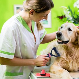 Dematting Comb for Dog & Cat, Cat Brush Dog Brush, Pet Deshedding Tool to Remove Loose and Knotted Hair, Brushes Shedding Hair, Dog Grooming Brush, Cat Grooming Brush, Pink