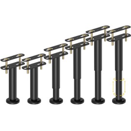 Wlrrcwdttc 6 Pcs Adjustable Height Bed Support Legs 7.08-12.6 inch, Bed Frame Center Support Legs for Bed Frame/Bed Center Slat/Furniture, Heavy Duty Metal Bed Replacement Legs Bed Slats Support Legs