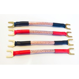 A1 Sound Van Damme Hi-Fi Series 6mm LC-OFC Speaker Cable Jumper Bridging Links 4 x links terminated with Gold plated spade connectors 8 spades in total (10 cm links)
