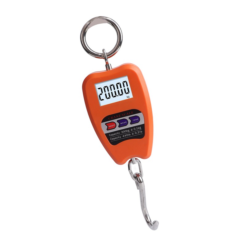 Electronic Hook Scale 200kg Small Orange Wireless Industrial Fishing Scale