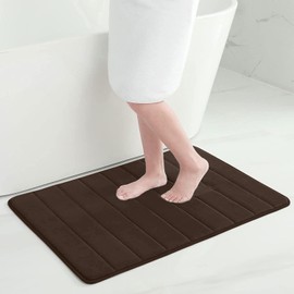 smiry Memory Foam Bath Mat, 60 x 90 cm, Extra Soft Non-Slip Bathroom Mat, Super Absorbent Bath Mats for Bathroom Floor, Machine-Washable Dry Bath Rug Foot Mat, Brown