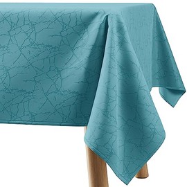 Filumi Tablecloth 140 x 260 cm Blue Washable for Indoor Outdoor Marble Pattern Manil