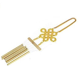 Feng Shui Goods, Copper 6 Tubes, Wind Chime, Ruyi Knot, Wind Chime, Feng Shui Figurine, Ornament, Good Luck Goods, Comes with a Red String Bracelet