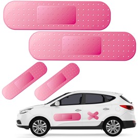 Keromtein 4pcs Funny Car Bandaid Stickers, Pink, 24/10in Giant Bandaid Car Decals for Cover Dent Crack Scratch, Car Bumper Sticker, Large Vehicle Body Bandage