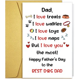 Qiliji Cute Fathers Day Card for Dog Daddy, Funny Doggie Dad Father's Day Gifts, Hilarious Father's Day Card for Doggy Owner, Best Dog Dad Gifts from Wife Son Daughter
