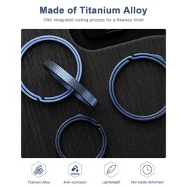 TISUR - Llavero de titanio, elegante kit de anillos divididos de liberación rápida, 5 unidades para llaveros, llavero resistente para etiqueta de perro (azul, 27 mm x 7)