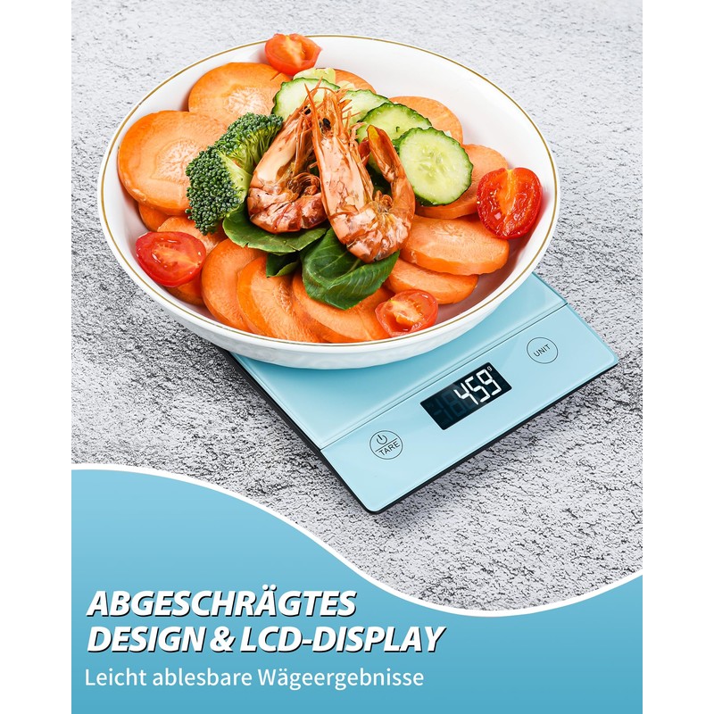 Digital Kitchen Scales, 10 kg, Glass, Electronic Household Scales for