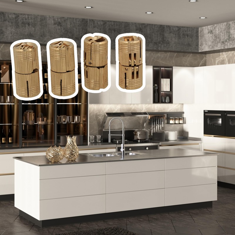 4 Pcs Copper Concealed Hinges Gold 14mm for Wooden Door