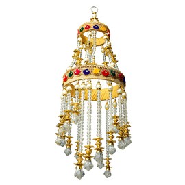 Round Centre Hanging Wall Roof Ceiling Hanging Jhoomar White Stone Hangings Decorative Ornament Party Decorations Indian Home Décor for Wedding Festivities & Gifting