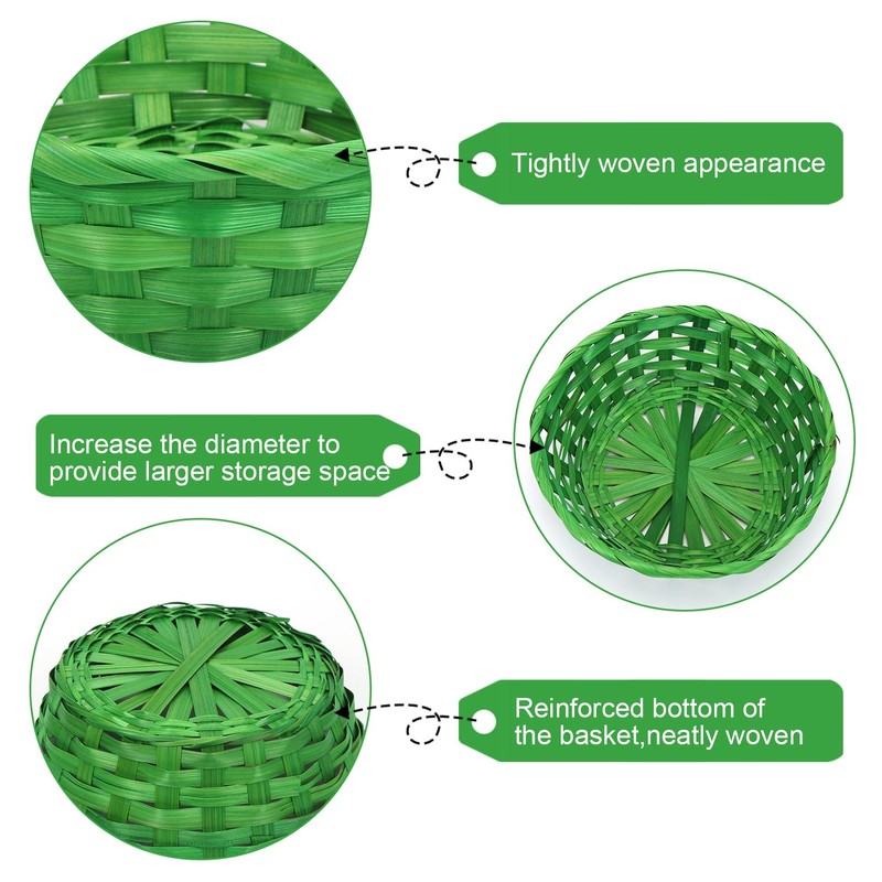 Epokus 4 Green Easter Baskets with Wood Colour Grass, Easter