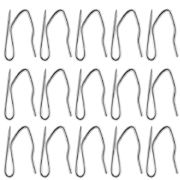 58 Pcs Metal Curtain Hooks, Wobe Silver Rustproof Stainless Steel Plated Nickel Hooks Heavy-Duty Offset Pin-On Drapery Hooks for Window Curtain, Door Curtain and Shower Curtain(1.2" x 1")