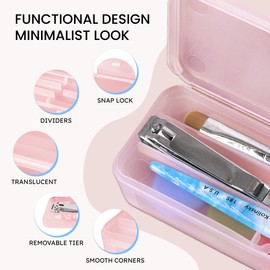 Beauticom Double-Layer Personal Storage Storage Case for Professional Nail Art Pens, Nail Brush, Tools (Pink)