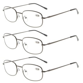 Eyekepper Classic Metal Frame Spring Hinged Arms Reading Glasses 3 Pair Valupac Metal Readers Gunmetal