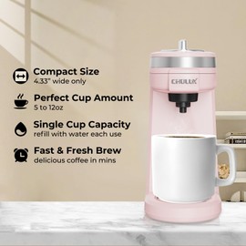 CHULUX Mini Coffee Maker for K Capsule, Single Serve Coffee Maker for One Cup Americano, Lightweight Pod Coffee Machine, Dusty Rose