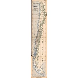 Historic Pictoric Map : Mapa No. 1. Republica de Chile., 1903, Vintage Wall Decor : 09in x 44in