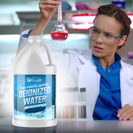 Premium Deionized Water - 1 Gallon - Laboratory Grade Certified - Demineralized Purification Softener - Ecoxall Chemicals