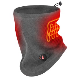 ActionHeat 5V Battery Heated Fleece Gaiter – Sports Face Mask with 3 Warmth Settings – 3000 mAh Rechargeable Battery Light Grey