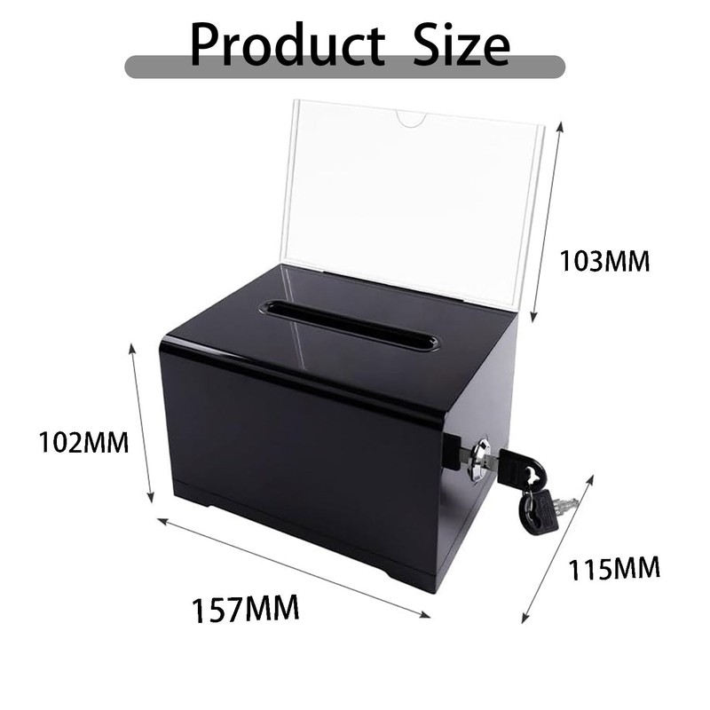Acrylic Donation Box, Lockable Donation Box, Transparent Ballot Box with