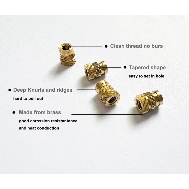 ShineNow Threaded Heat-set Inserts Brass for Printed Plastic Parts M4