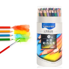 MARCO Children's Colouring Pencils, 72 Colours, Water Soluble Pens in Hexagonal Format with Brush, Ideal for Art Students and Beginners D4320 Series Back to School Gift