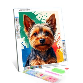 MOER SKY Diamond Art Kits for Adults Yorkie Vivid Artistic Portrait Diamond Painting Kits for Adults Beginner, 12x16in Frameless Diamond Painting Kit for Home Wall Decor