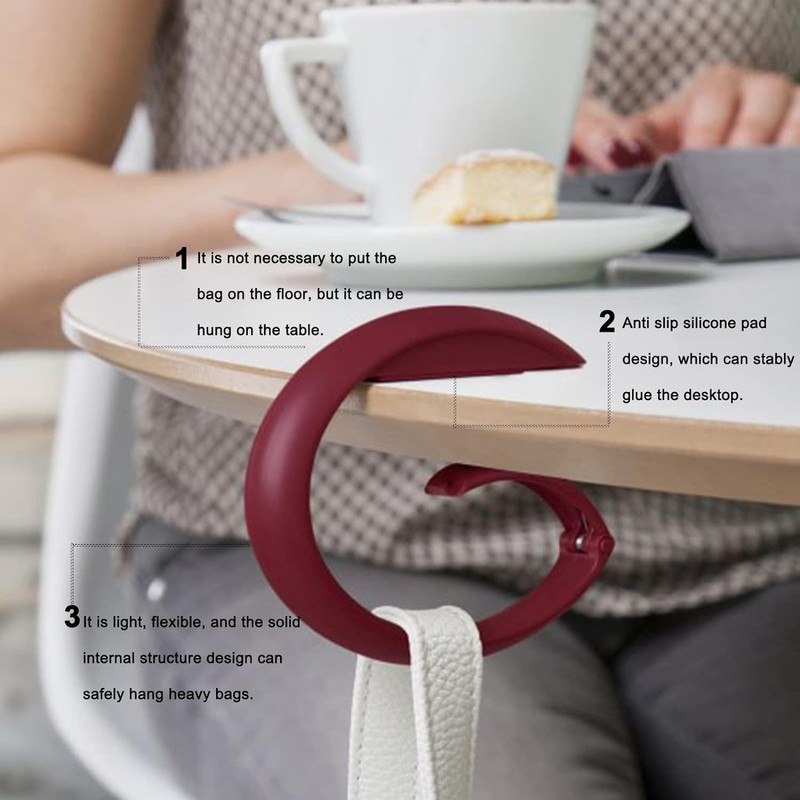 Round Purse Hooks for Tables and Bars, 3Pcs Round Handbag