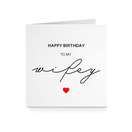 Happy Birthday To My Wifey - Cursive Red Heart Love Card - For Her Partner Wife Soulmate 30th 40th 50th A789