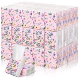 Therwen 100 Pack Pocket Tissues Travel Packs Bulk 1000 Sheet Mini Tissues Bulk 3 Ply Small Travel Size Paper Individual Pocket Size (Floral)