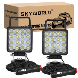 SKYWORLD 2pcs 48W Magnetic Base Bracket LED Work Light Bar Portable Car Lamp Spot Beam 4x4 ATV Truck Tractor Offroad Boat