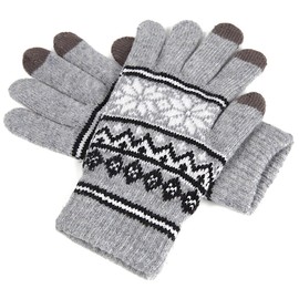 FREESE Knitted Gloves, Cold Protection, Smartphone Compatible, Non-Scratchy, Brushed Lining, Warm, Stretchable, Winter, Commuting to Work or School, Bicycle, Men's, Women's, multicolor (gray / white)