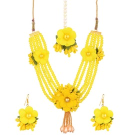 Efulgenz Indian Jewelry Sets for Women Bollywood Jewelry Indian Flower Jewelry Set for Haldi Mehandi Jewelry