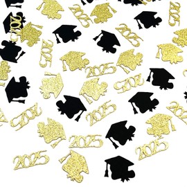 GWAWG 200 Stück Graduation Deko Konfetti, 2 Farben, Abi 2025, Doktorhut Graduation Hat Muster Abitur Abschluss Bachelor Dekos Prüfung bestanden Tischdeko
