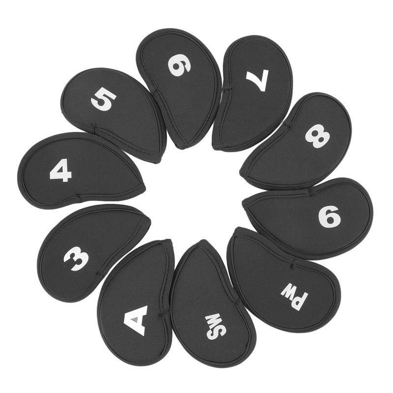 10Pcs Golf Iron Covers Set Clear Numbers Soft Protective Golf
