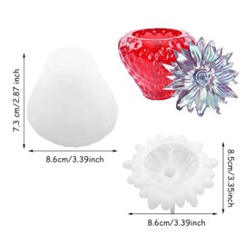 Strawberry Shape Resin Casting Silicone Molds by Jars Resin - Fitting Lid, Trinket Box, Candle Holder, DIY Craft (White)