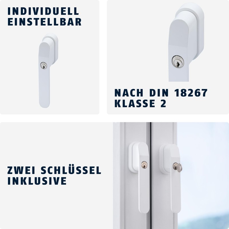ABUS FG400 Lockable Window Handle - With Push Cylinder and