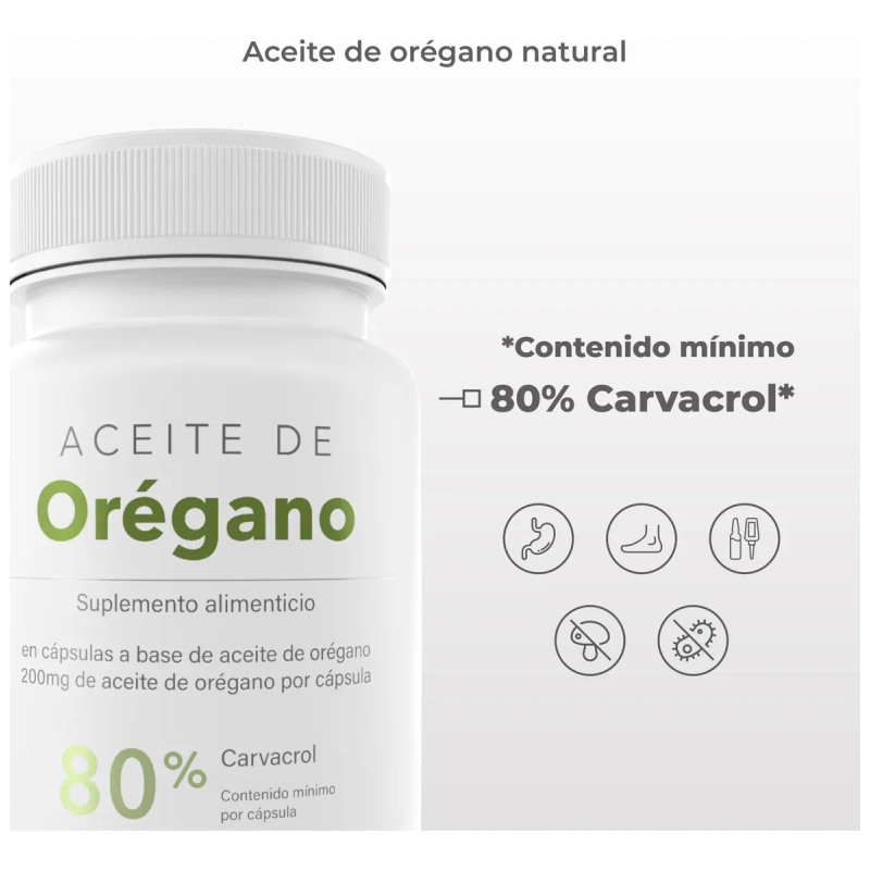 Aceite De Orégano En Capsulas 80% Carvacrol (90 Caps-0.2 G.)