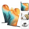 Orange Teal Marble Oven Mitts and Pot Holders Sets of