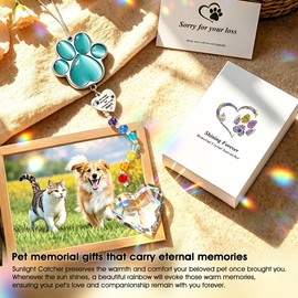 Dog Memorial Gifts for Loss of Dog,Pet Cat Sympathy Gift Crystal Suncatcher