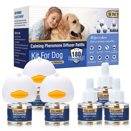 Dog Pheromones Calming Diffuser Kit Appeasing Pheromone Diffuser to Calm (3 Plug in+ 6 Pack 48ml Refill) for Anxiety Relieve Relief Reduce Aggression Fighting Barking Stress 180 Day Supply (Tasteless)