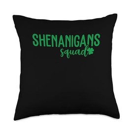 Shenanigans Squad Funny St Patrick's Day Shamrock Lucky Throw Pillow